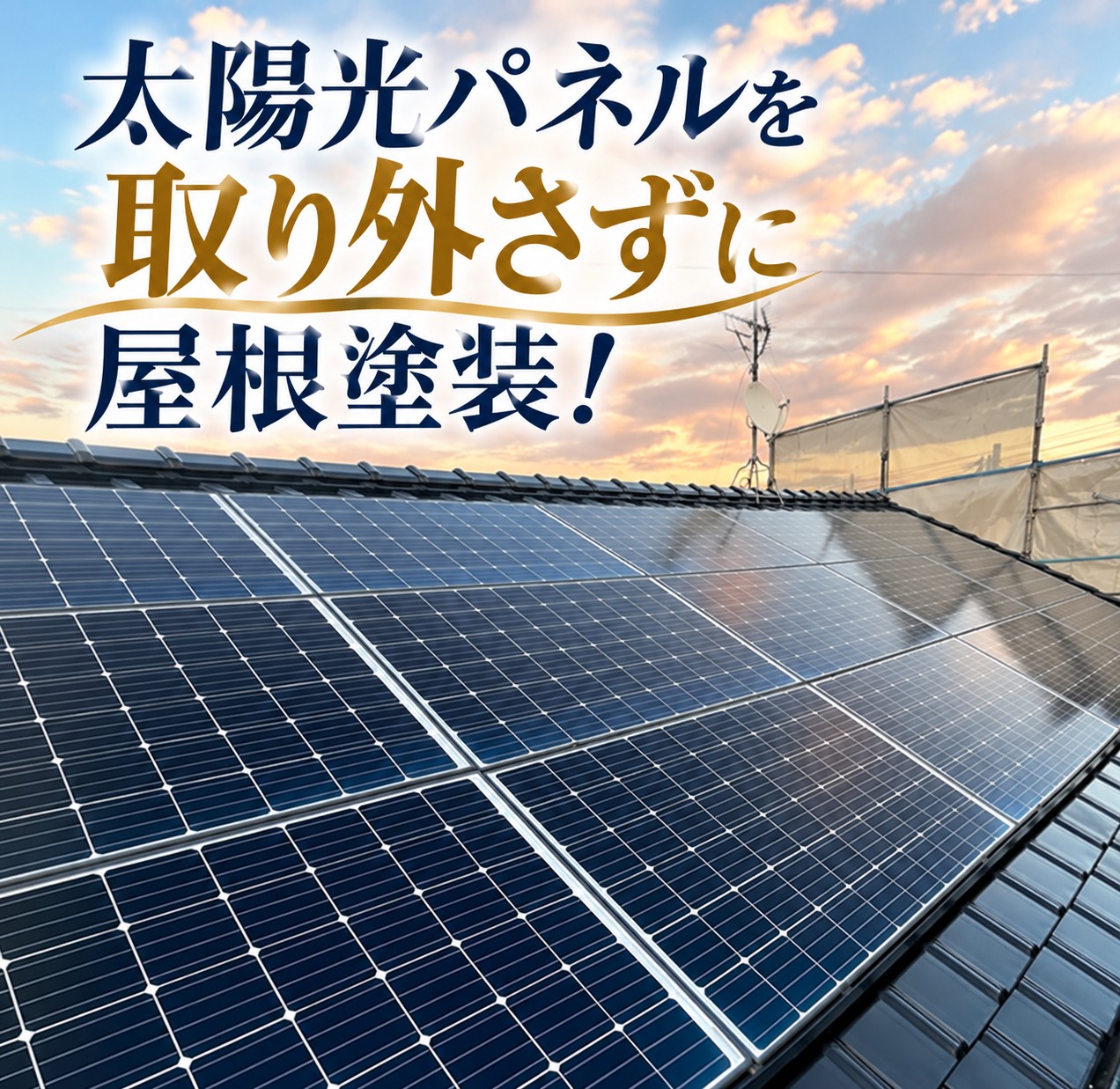広島市西区｜太陽光パネルを設置したまま屋根塗装！取り外さずに塗り替え