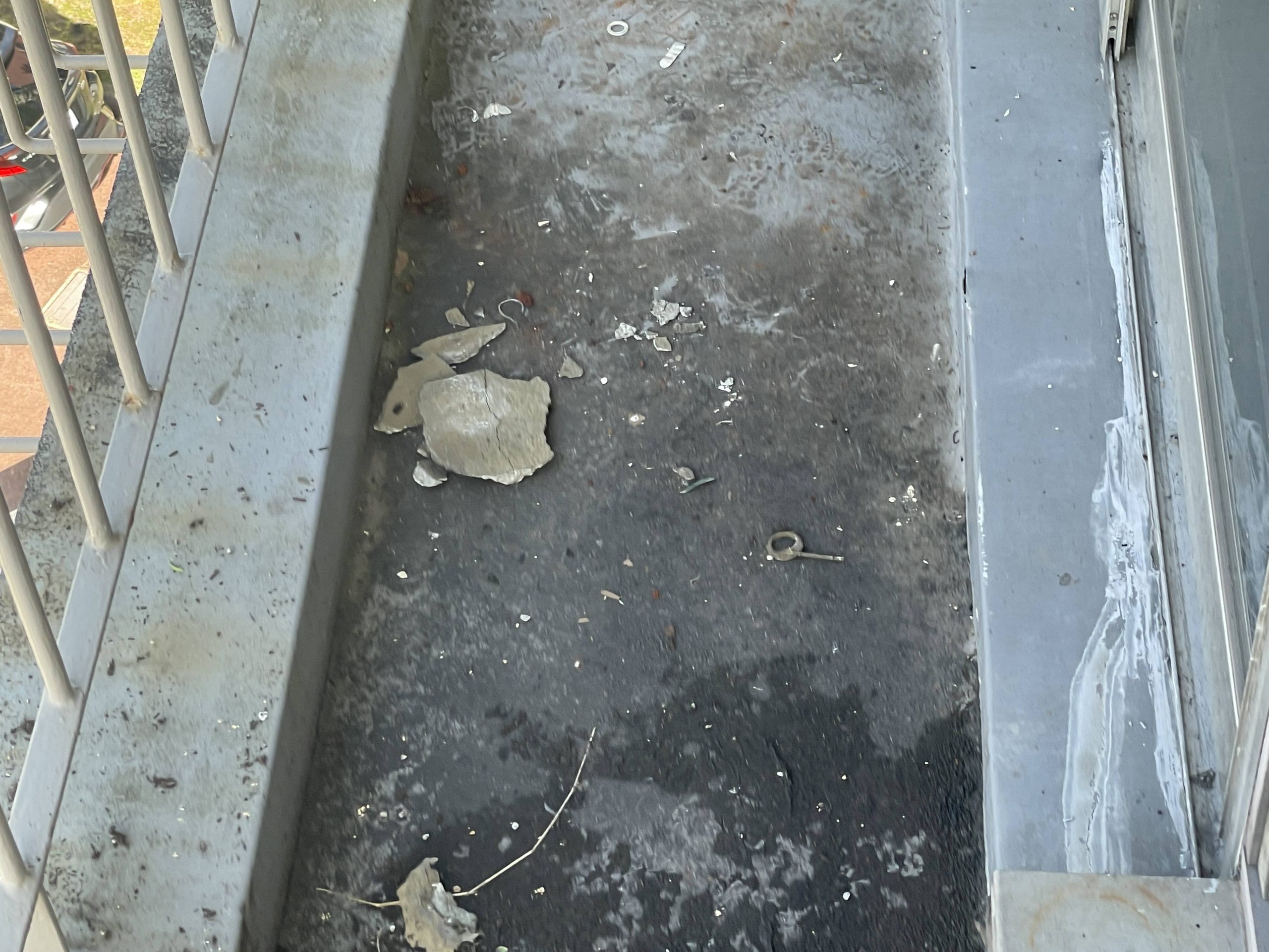 防水層全体に経年劣化が見られました。