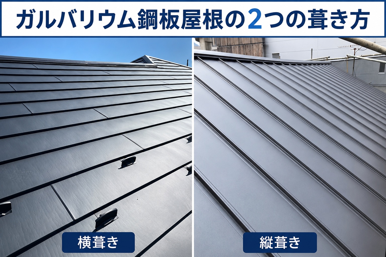 ガルバリウム鋼板屋根の横葺き・縦葺きの違いとは？特徴やメリットを解説