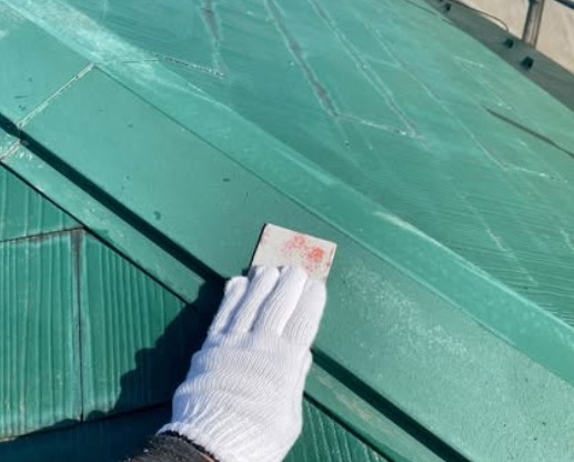 棟板金のケレン作業