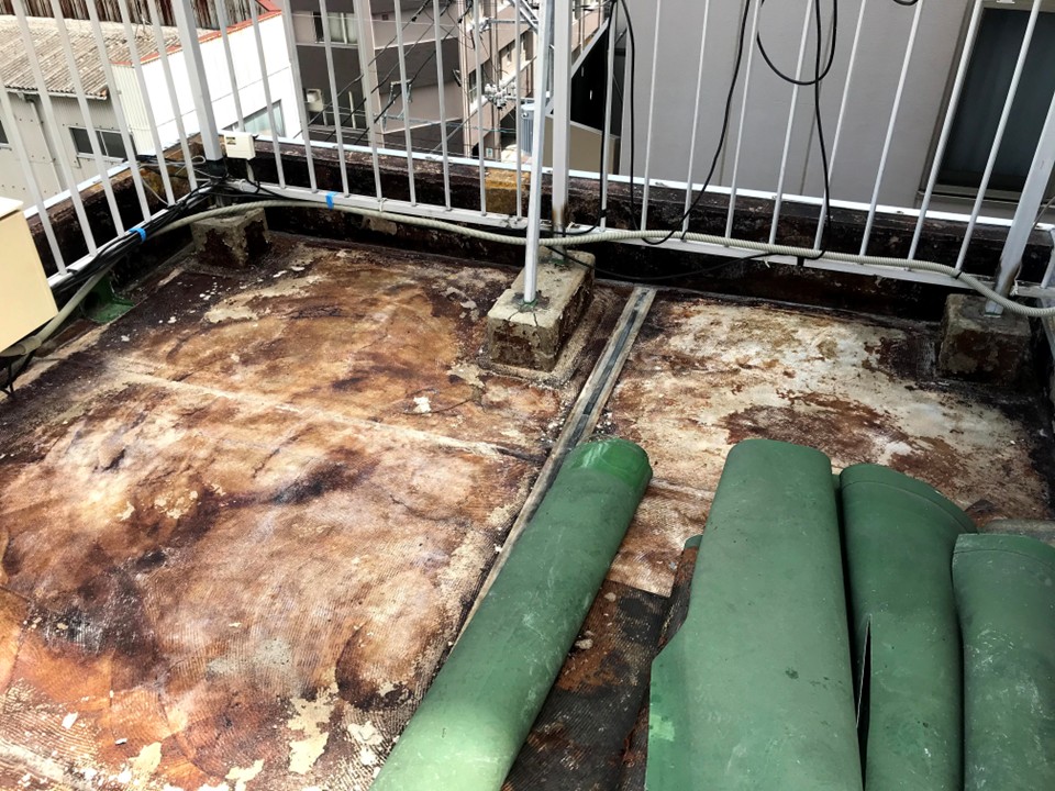 既存防水シート撤去