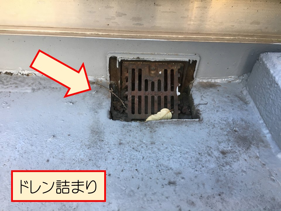 陸屋根のドレン詰まり