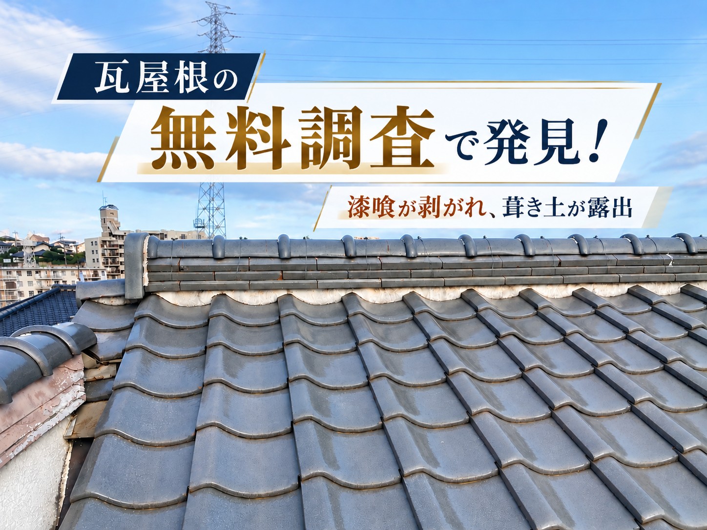 広島市佐伯区｜瓦屋根の漆喰剥がれ・ひび割れを調査！漆喰詰め直し工事をご提案