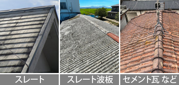 スレート、スレート波板、セメント瓦の屋根写真